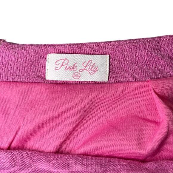 Pink Lily Linen Blend Pink Tie Skort 3XL - Picture 3 of 5
